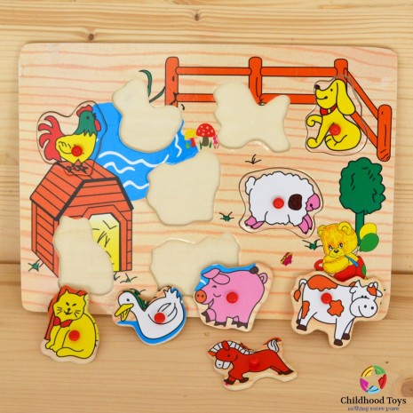 Puzzle incastru lemn ferma animalelor N2