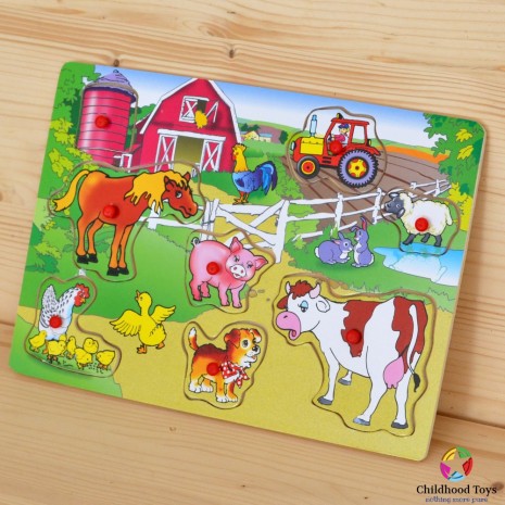 Puzzle incastru lemn ferma animalelor N3