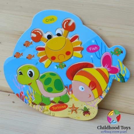 Puzzle lemn cu animale marine B2