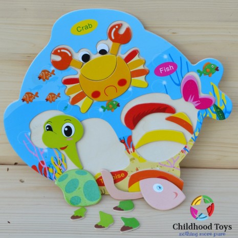 Puzzle lemn cu animale marine B2