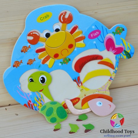 Puzzle lemn cu animale marine B2