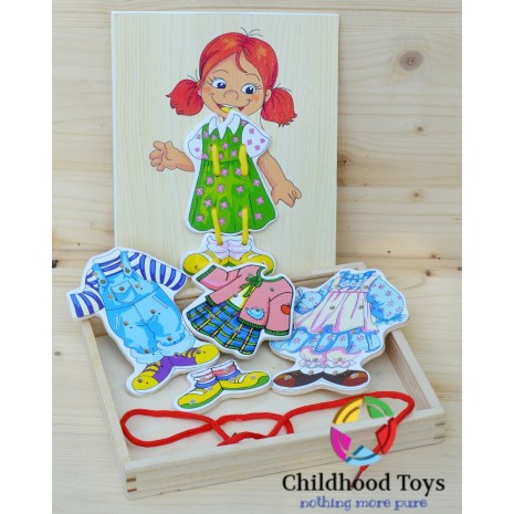 Puzzle cu siret imbraca fetita