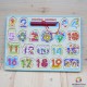 Puzzle incastru lemn cu cifre si creion magnetic